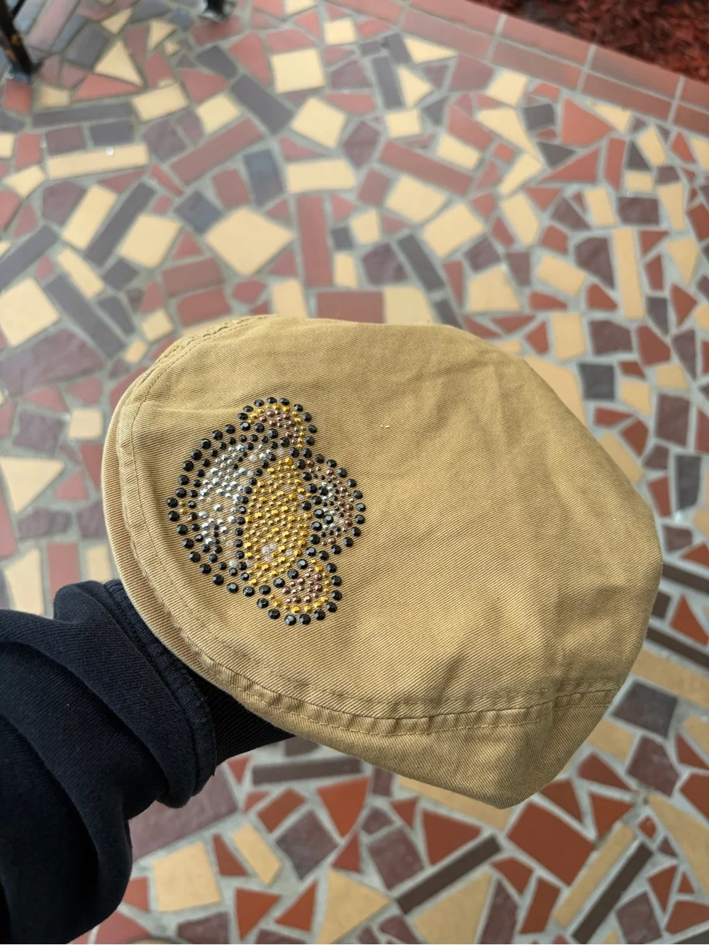 Embellished Nostalgia Bobby Jack Yellow Cotton Newsboy Cap